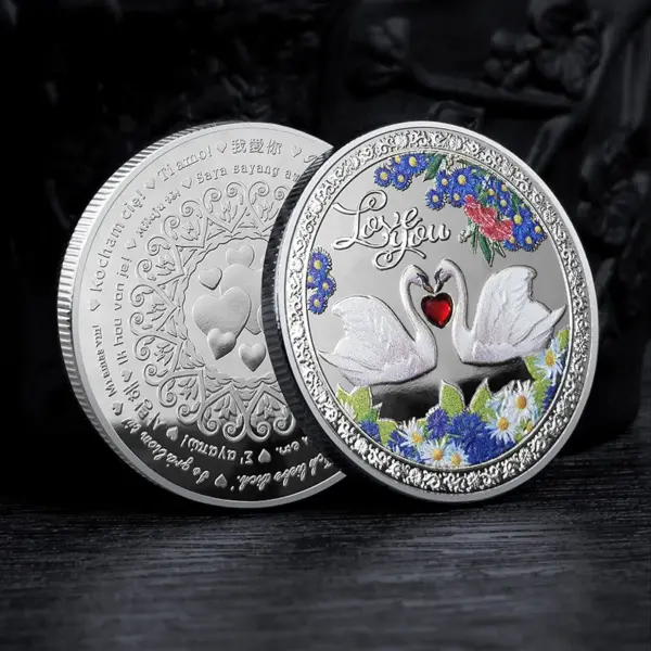 Love Swan Commemorative Coin with Embossed Stone - Image 8
