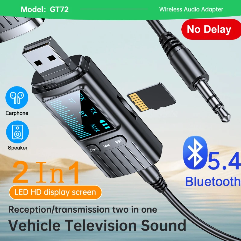 2-In-1 Bluetooth Adapter with Microphone for TV and Car 2 2-In-1 Bluetooth Adapter with Microphone for TV and Car - Image 2
