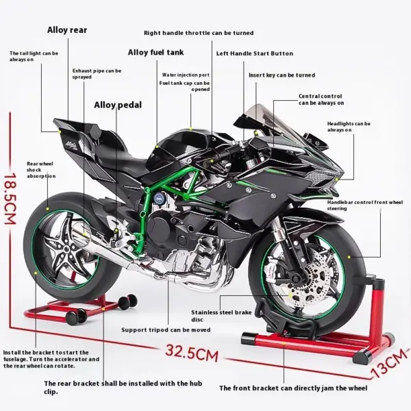 Kawasaki H2R 1:6 Diecast Motorcycle Model - Image 2