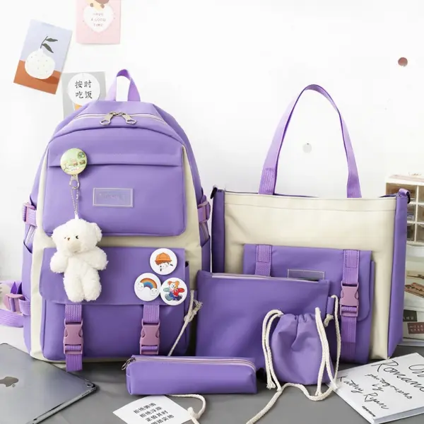 5-Piece Teenage Girl School Backpack Set - Image 5