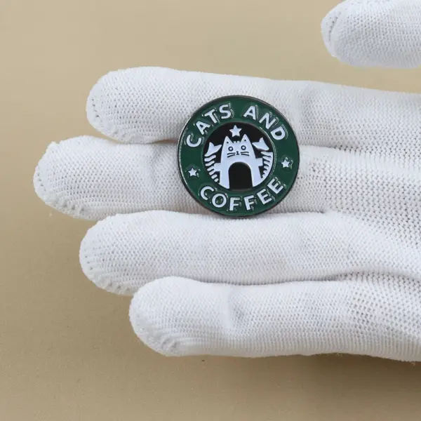 Cat Coffee Brooch Enamel Animal Pin Accessories - Image 4