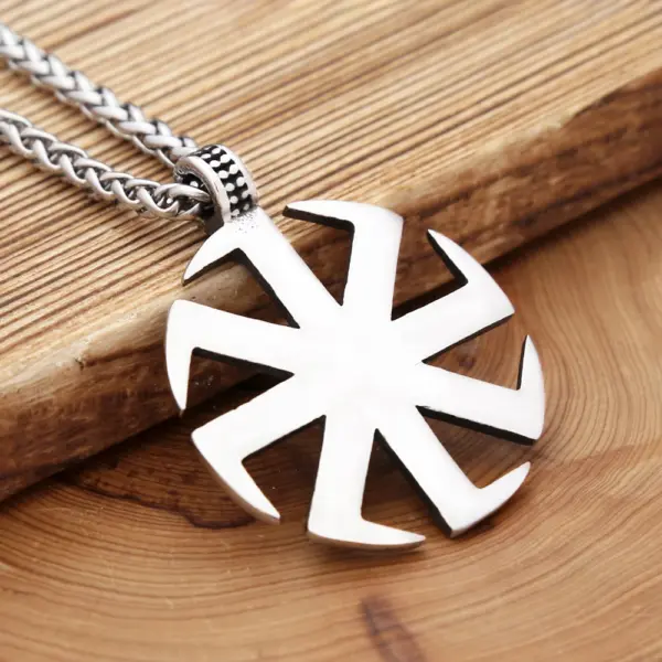 Vintage Stainless Steel Slavic Kolovrat Necklace for Men - Image 4