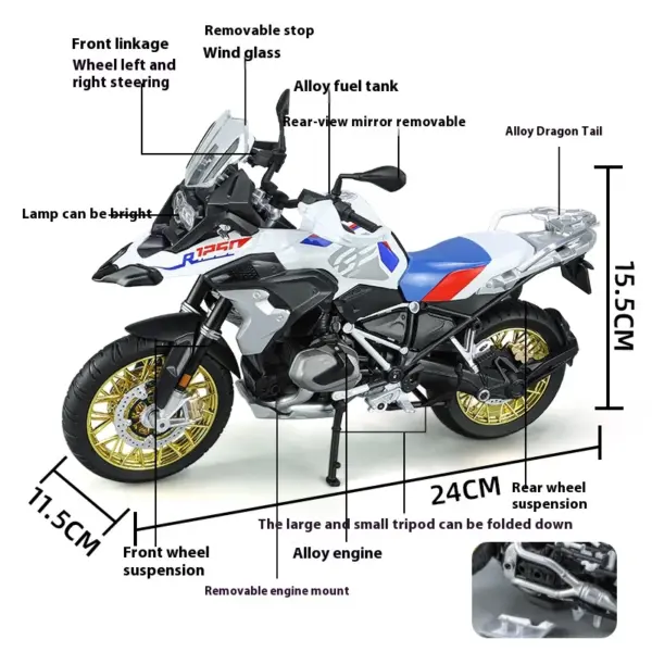 BMW R1250 GS Adventure Alloy Diecast Motorcycle Model - Image 2