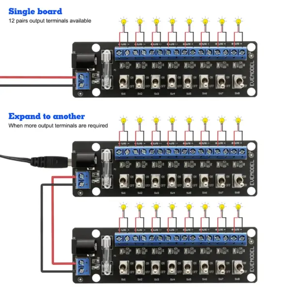 Evemodel 3V-24V Power Distribution Module with Switches - Image 6