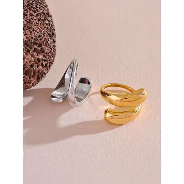 Yhpup Stainless Steel Geometric Ring 18K PVD Plated - Image 5