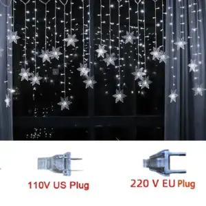 3.2M Snowflake LED Fairy Curtain Lights Waterproof Christmas Decor 23 S92b32c8f5b29470d95619e6f65728f17W