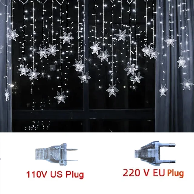 3.2M Snowflake LED Fairy Curtain Lights Waterproof Christmas Decor 12 3.2M Snowflake LED Fairy Curtain Lights Waterproof Christmas Decor - Image 12