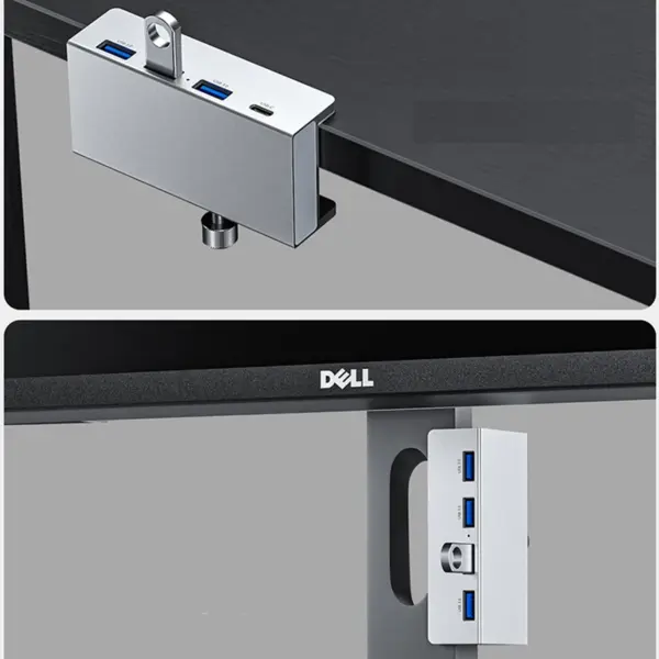 Aluminum USB Type C 3.0 Hub with Clamp Dock - Image 5