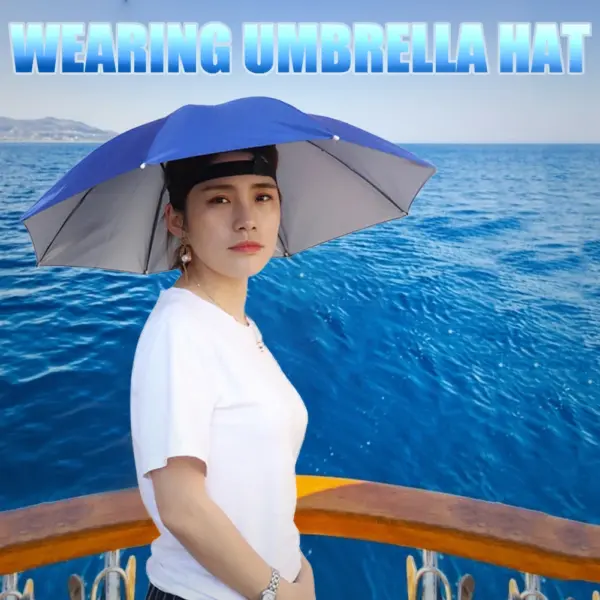 Outdoor Foldable Sun & Rain Umbrella Hat for Women - Image 3