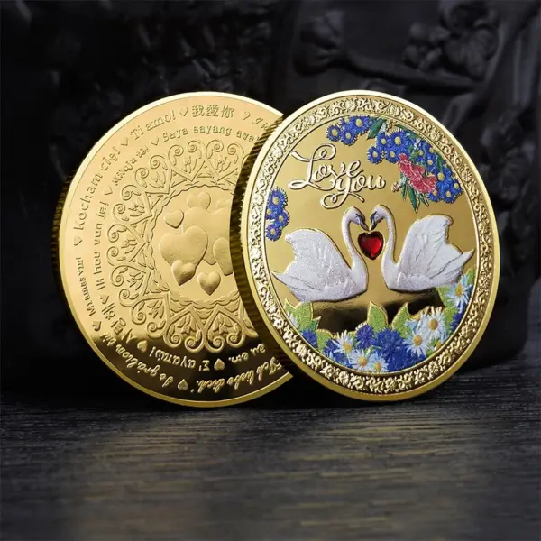 Love Swan Commemorative Coin with Embossed Stone - Image 7