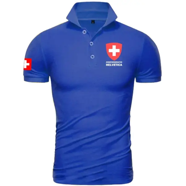 Swiss Confederation Men’s Short Sleeve Polo Shirt - Image 3