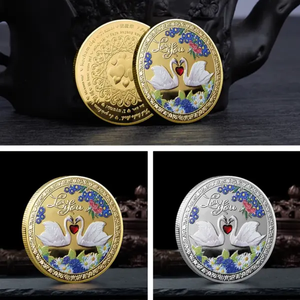 Love Swan Commemorative Coin with Embossed Stone - Image 5