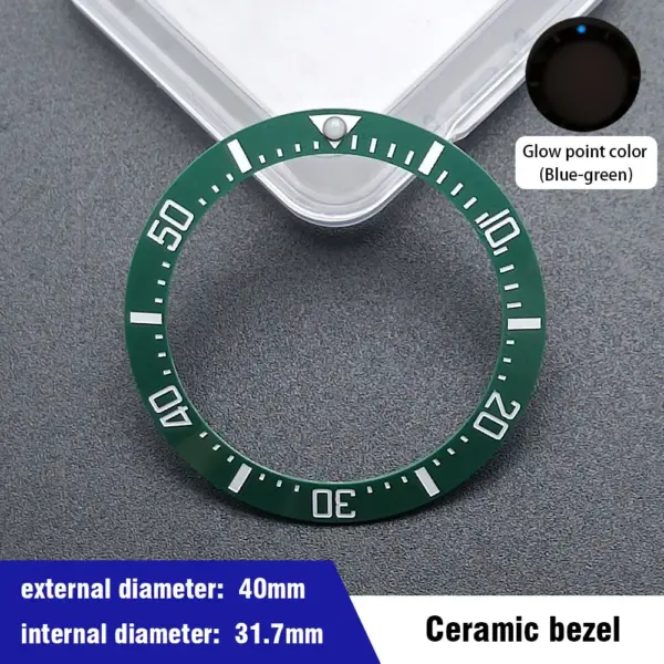40mm Blue-Green Ceramic Aluminum Bezel Insert for Dive Watch - Image 8