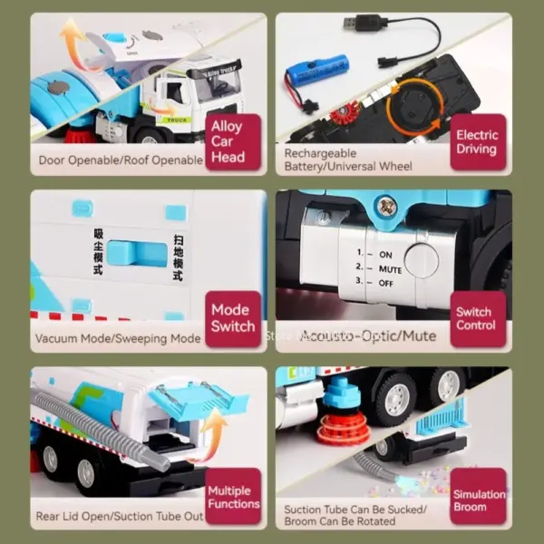 1:50 Scale Alloy Sanitation Truck Toy Game - Image 5