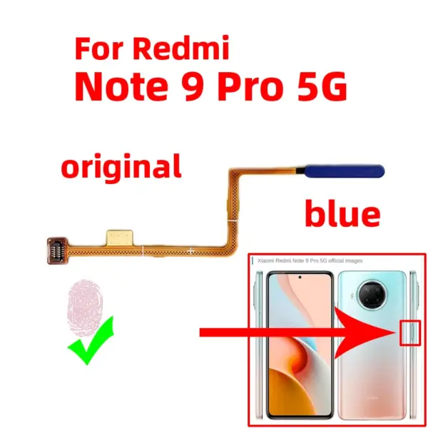 Original Touch ID Fingerprint Sensor for Xiaomi Redmi Note 9 Pro 5G - Image 2