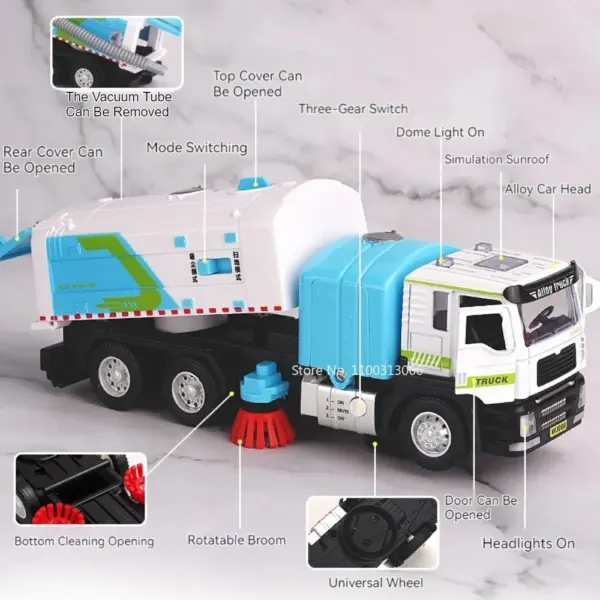 1:50 Scale Alloy Sanitation Truck Toy Game - Image 2