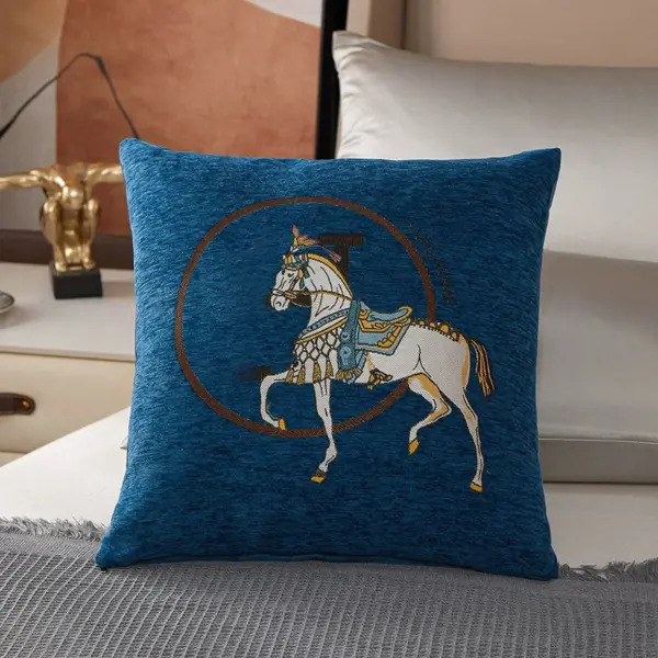 Luxury Horse Embroidery 45cm Cushion Cover - Image 9