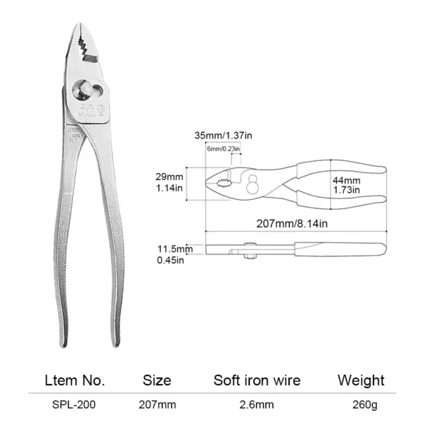 Tsunoda 8 inches Slip Joint Pliers PL-200 Japanese Original - Image 7