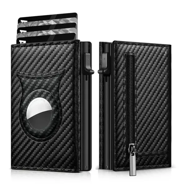 Men's Carbon Fiber RFID Wallet with AirTag Slot - Image 2
