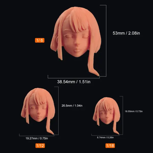 Unpainted 1/6-1/18 Anime Head Sculpt for DIY Fans - Image 23