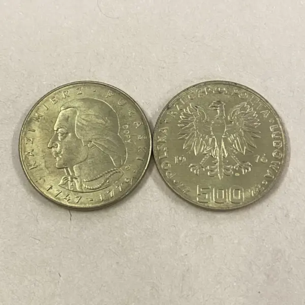Replica 1976 Poland 500 Zlotys Kazimierz Pulaski Coin - Image 3