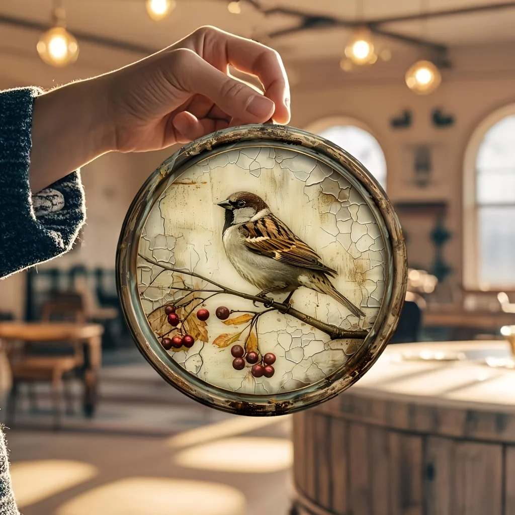 Nostalgic Bird and Cherry Wooden Plate 4 Nostalgic Bird and Cherry Wooden Plate - Image 4