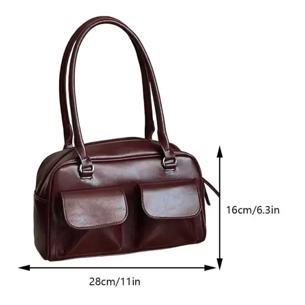 Retro Women's PU Leather Satchel Shoulder Bag - Image 9