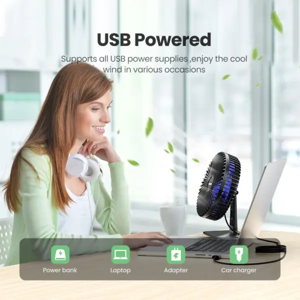 GAIATOP Portable USB Desk Fan 90° Adjustable Quiet Cooling - Image 5