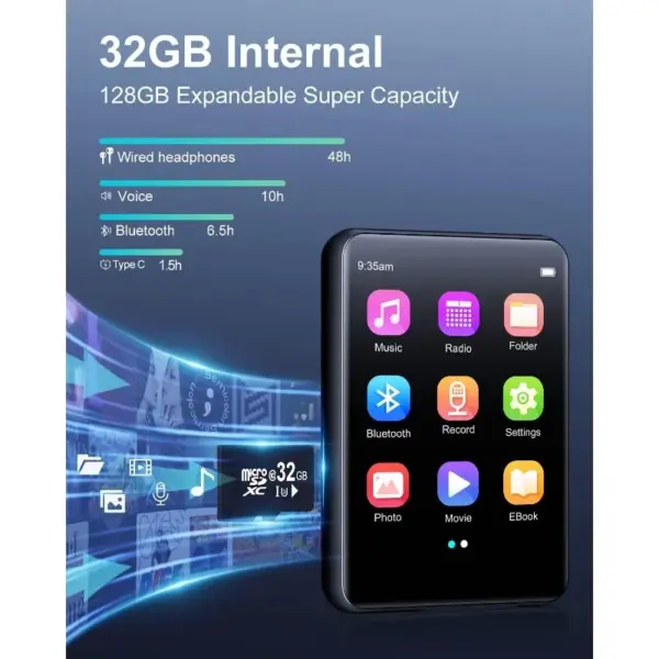 32GB Bluetooth MP3 Player with Touchscreen - Image 6