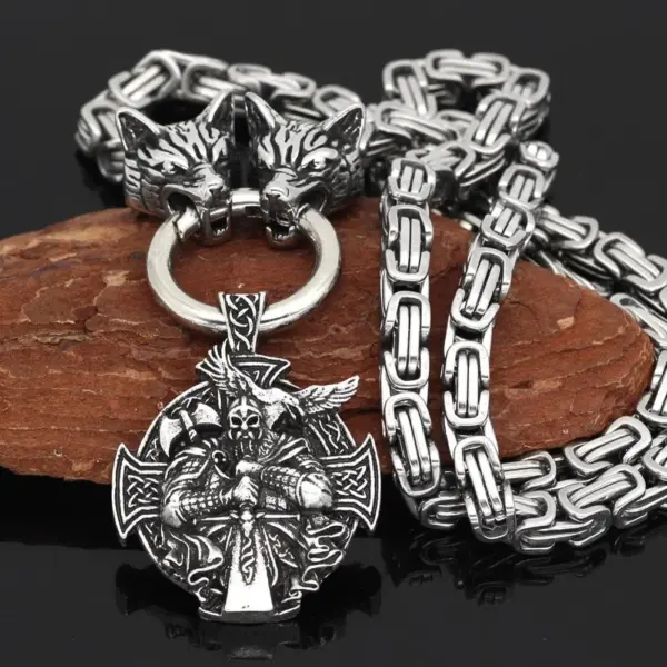 Vintage Nordic Wolf and Thor's Hammer Necklace for Men - Image 29