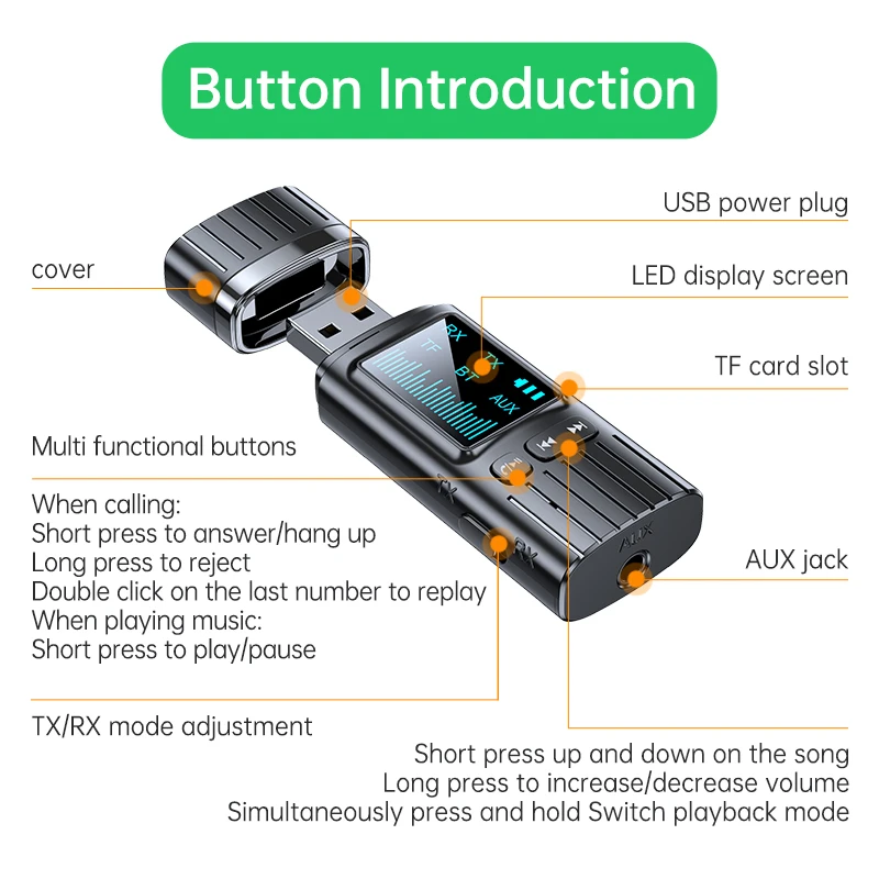 2-In-1 Bluetooth Adapter with Microphone for TV and Car 5 2-In-1 Bluetooth Adapter with Microphone for TV and Car - Image 5
