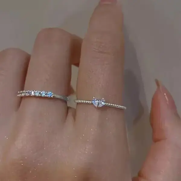 Gold Heart Zircon Rings Set for Women Girls - Image 7