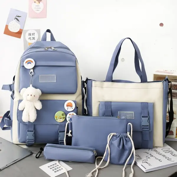 5-Piece Teenage Girl School Backpack Set - Image 4