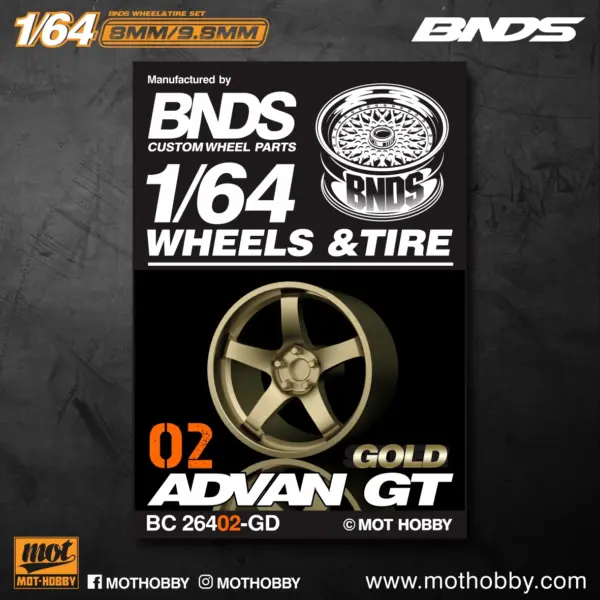 Gold 1/64 ABS Wheel and Rubber Tire Set - Image 11