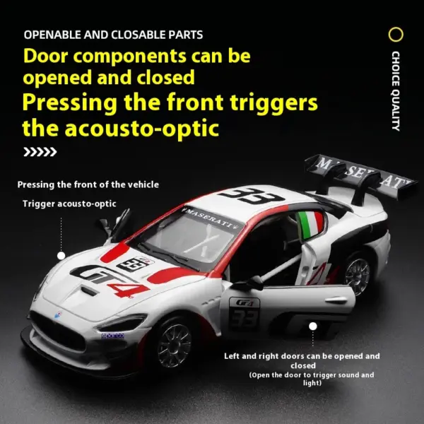 1:32 Maserati GranTurismo MC GT4 Diecast Model Car - Image 3