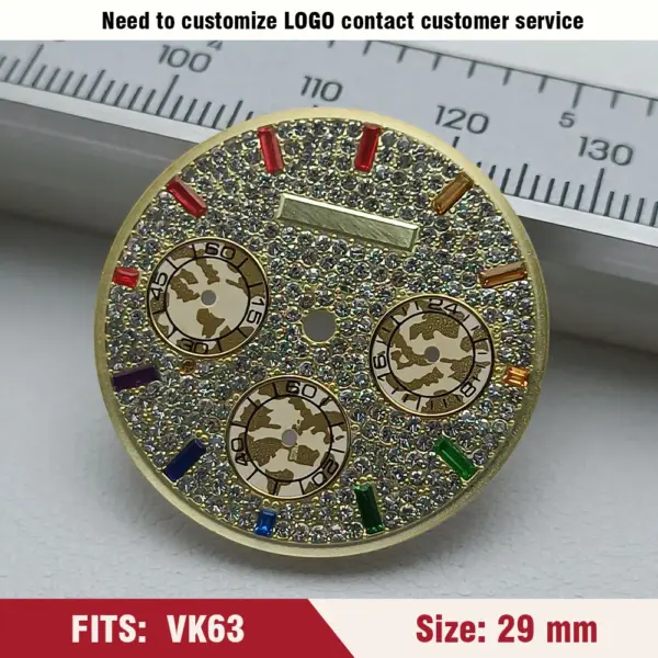 Green Luminous VK63 Watch Dial 29mm for Men - Image 11