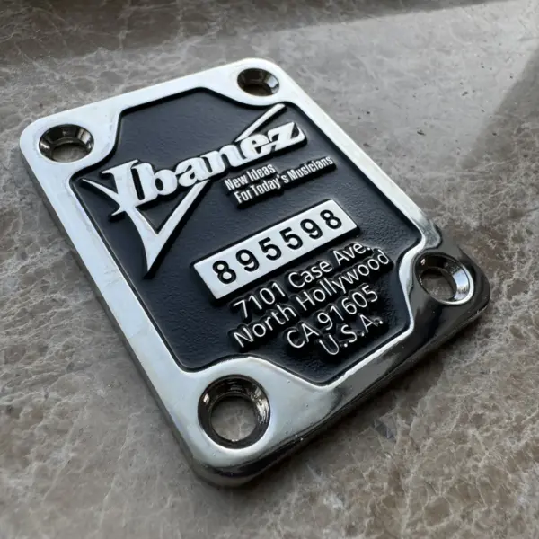 Ibanez Chrome Guitar Neck Plate with Screws - Image 3