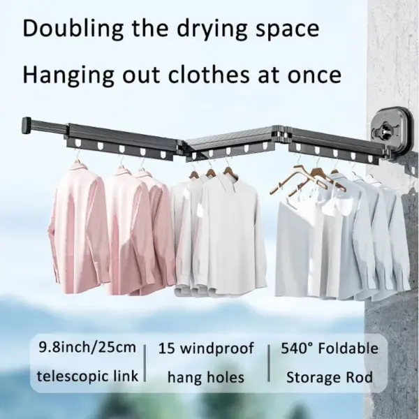 Wall-Mounted Retractable Clothes Drying Rack - Image 6