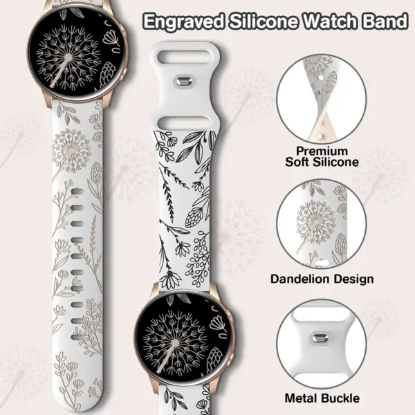 20mm Silicone Dandelion Strap for Samsung Galaxy Watch - Image 3
