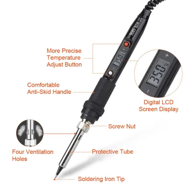 JCD Adjustable Temperature LCD Soldering Kit 80W - Image 2