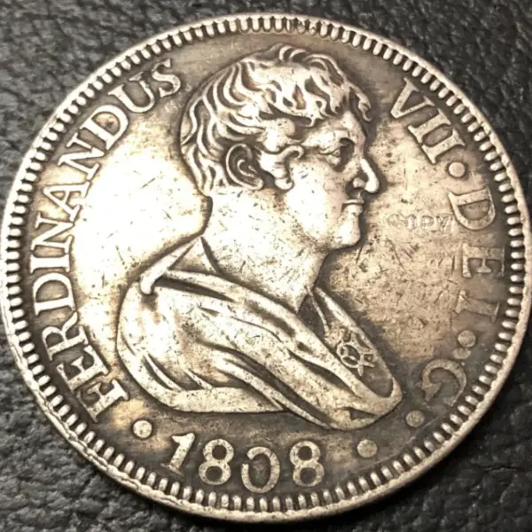 Vintage 1808 Spain 8 Reales Silver Coin Replica - Image 3