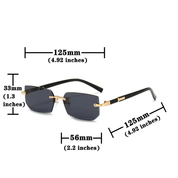 Rimless Rectangle Sunglasses WOMEN Men Summer - Image 3