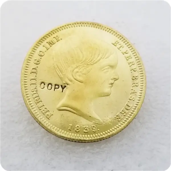 Brazil 1838-39 Pedro II 10000 Reis Replica Coin - Image 3
