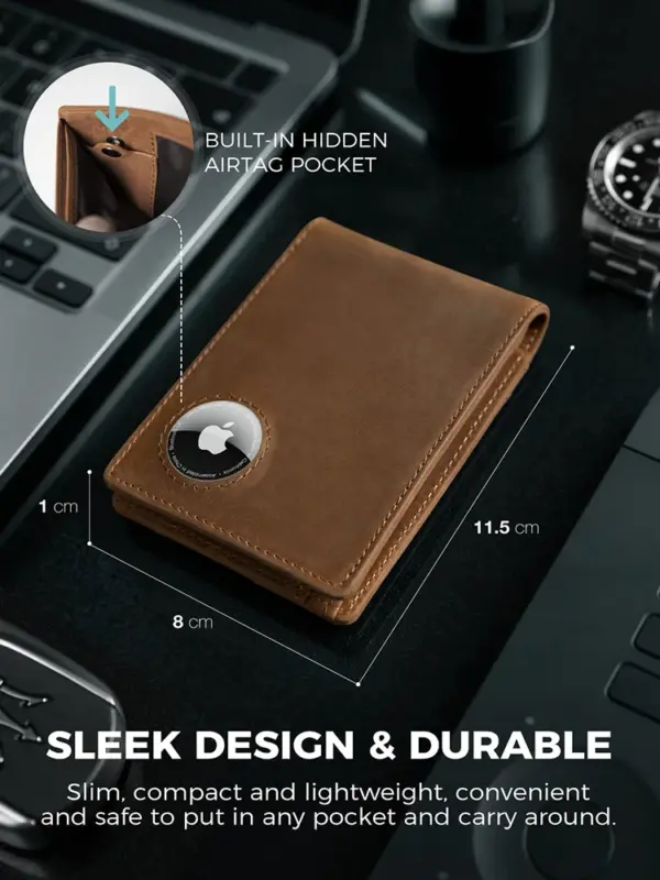Retro Minimalist AirTag Wallet for Men - Image 4