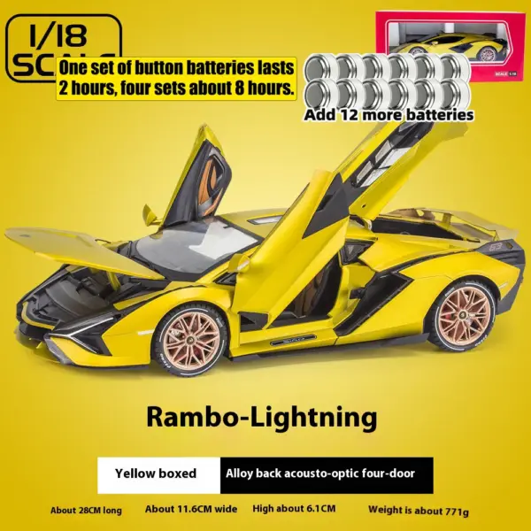 1/18 SIAN Lightning FKP37 Diecast Supercar Model - Image 17