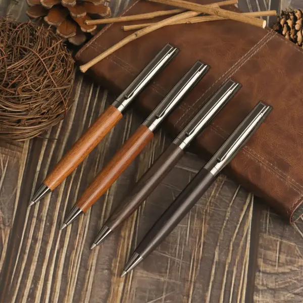 Premium Rosewood and Ebony Ballpoint Pen Set - Image 5