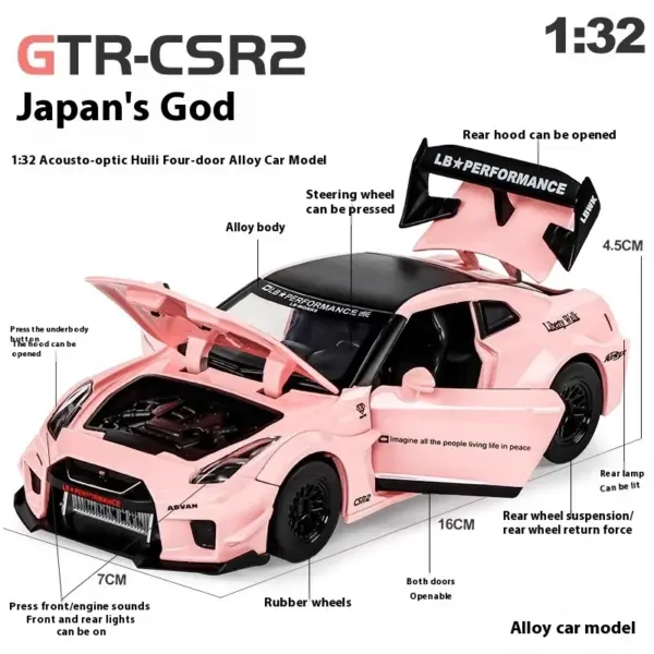 32 Skyline Nissan GTR CSR2 Diecast Model Toy - Image 4