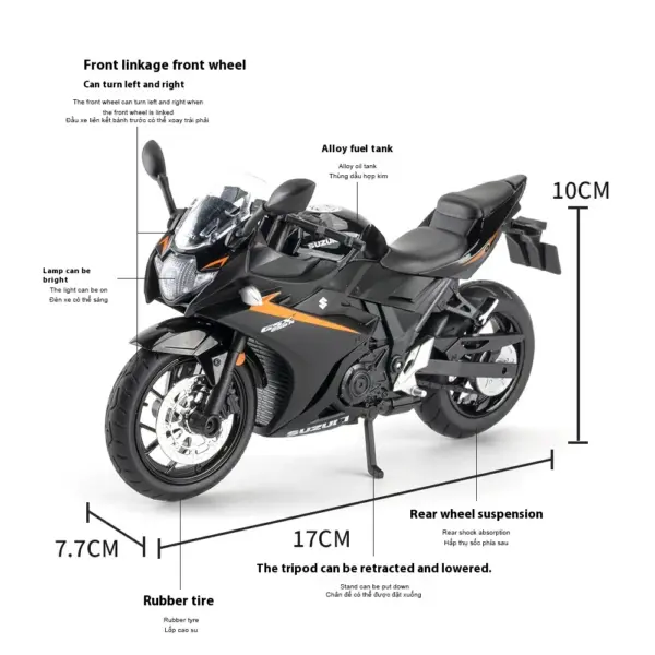 1:12 Suzuki GSX-250R Diecast Motorcycle Model - Image 3