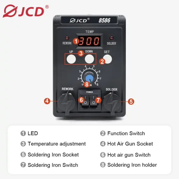 JCD 2-in-1 Digital Soldering Station 8586 - Image 2