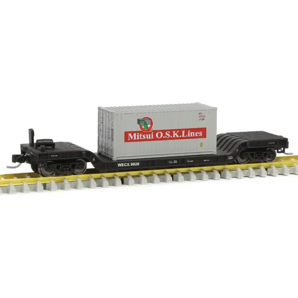 Evemodel N Scale Depressed Center Flat Car Model with 20ft Container - Image 15